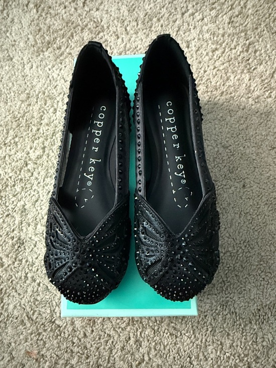 Copper Key Other - Copper Key Black Beaded Slip-On Flats